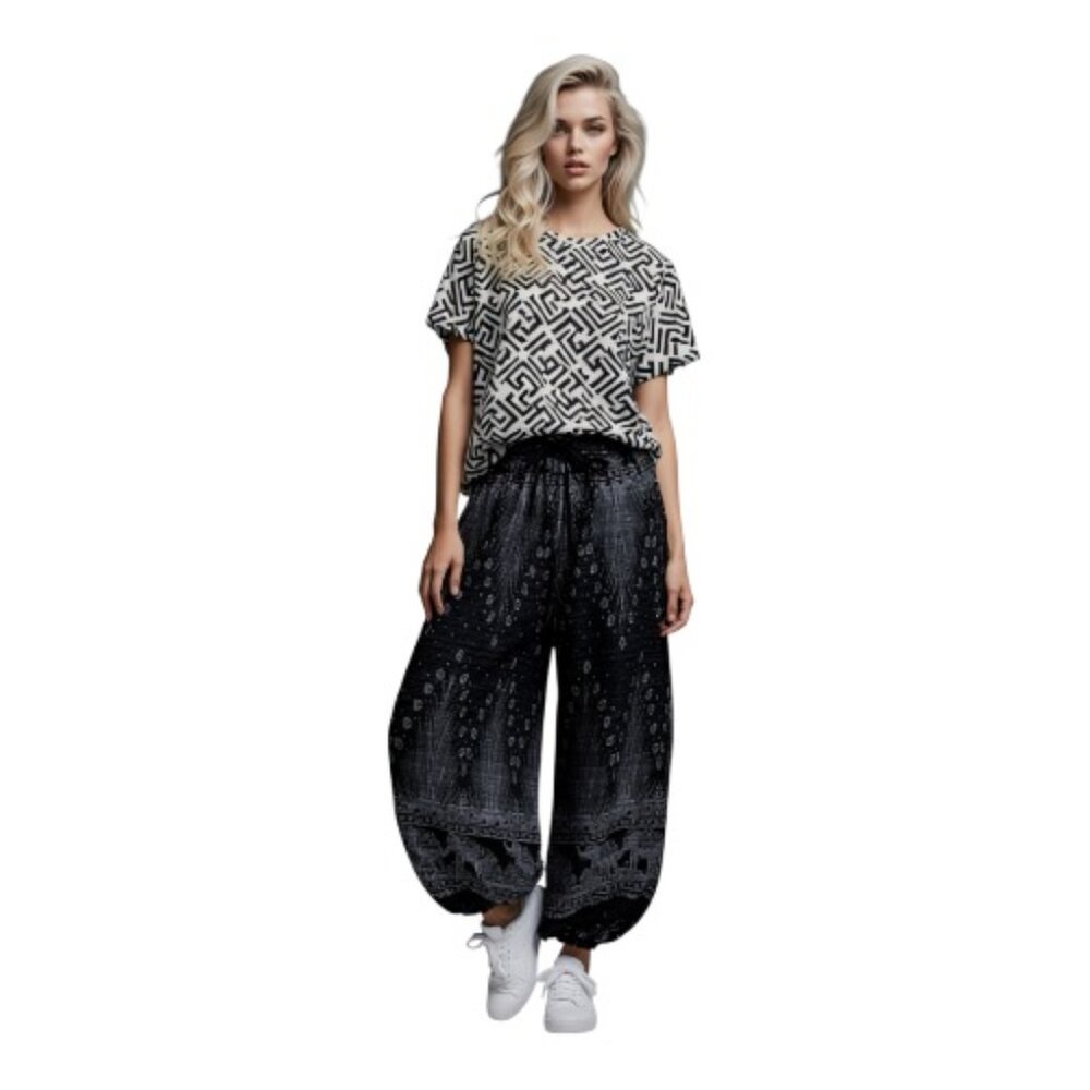 Boho XS Open Slit Balloon Leg Cropped Pants